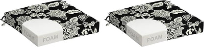 Arden Foam Outdoor Seat Cushions (2-Pack), 19 x 19, Premium High-Density Foam, Never Flattens, Weather-Proof for Outdoor Chairs Ashland Black Jacobean