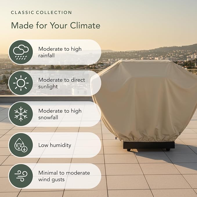 Covermates Classic Grill Cover - All-Weather Heavy Duty Outdoor BBQ Cover with Water-Resistant 12-Gauge Vinyl, Mesh Vents, Protection for Large Outdoor Grills, 57 Inch, Classic Tan