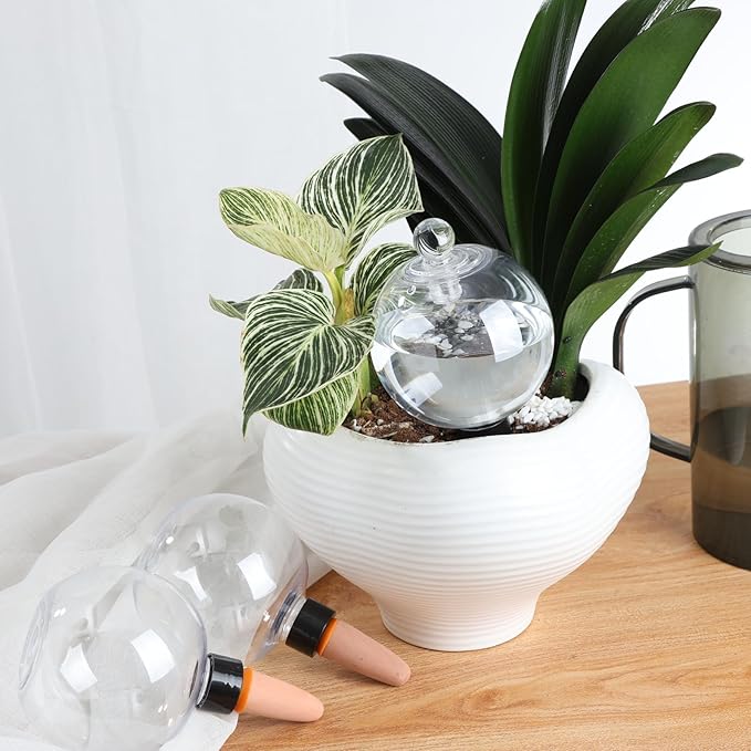 4 Pack Plant Watering Globes with Covers 17oz Self Watering Planter Insert, Plastic Water Bulbs, Indoor/Outdoor Plant Watering Devices for Automatic Drip Irrigation