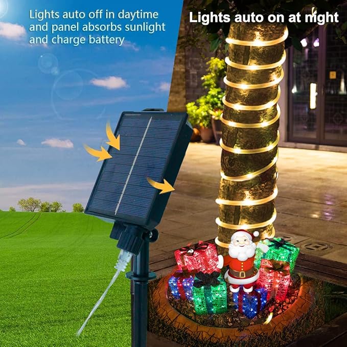 18 Colors 33FT Solar Rope Lights Outdoor Waterproof LED, Color Changing 100 LED Rope Lights Blue Green Pink Fairy String Tube Lights Remote Timer for Trampoline Garden Fence Tree Party Christmas Decor