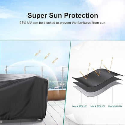 Patio Furniture Covers, Heavy Duty 600D Outdoor Furniture Cover Waterproof, Sectional Sofa Set Covers Table and Chair Set Cover, 78"L×62"W×30"H