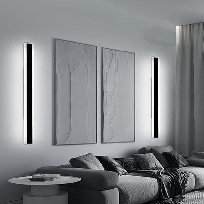 Mikeru 39.3inch Long Led Wall Light, 6000k Cool White Modern Outdoor Wall Light Ip65 Waterproof Black Acrylic Porch Exterior Lighting Fixtures, Exterior Wall Mount Lights for Garage Front Door
