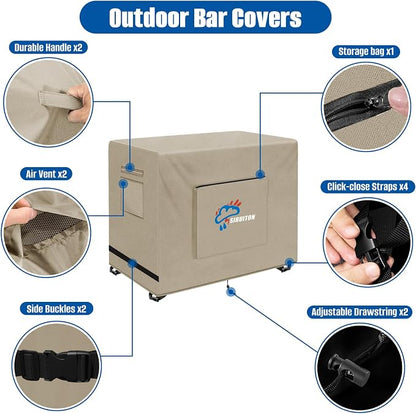 SIRUITON Outdoor Bar Cart Cover for 30 Inch Portable Outdoor Table, Heavy Duty 600D Oxford Fabric Outdoor Waterproof BBQ/Worktable Metal Movable Table Cover