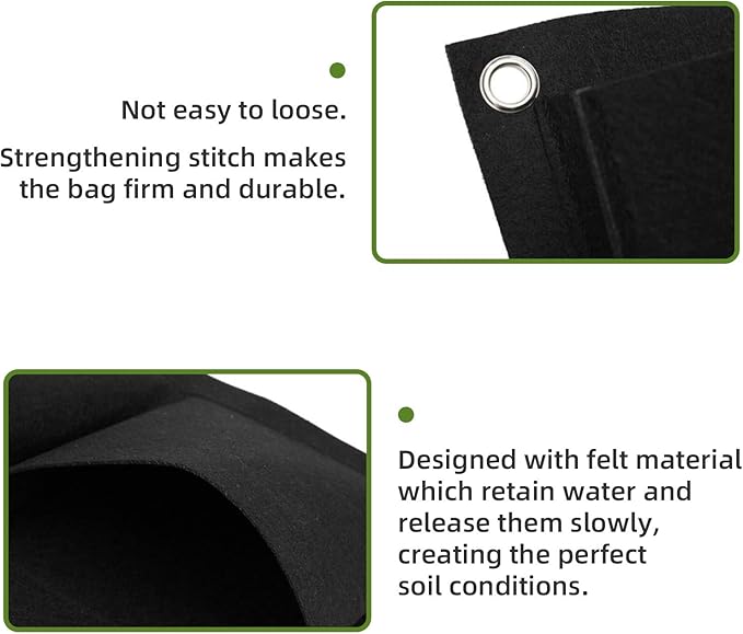 Hanging Planting Grow Bags, 9 Pockets Hanging Vertical Wall Planter Wall Mounted Grow Bag Outdoor Indoor Gardening Vertical Greening Flower Container, Planting Bags Storage Bags(0.5 m × 0.5 m, Black)