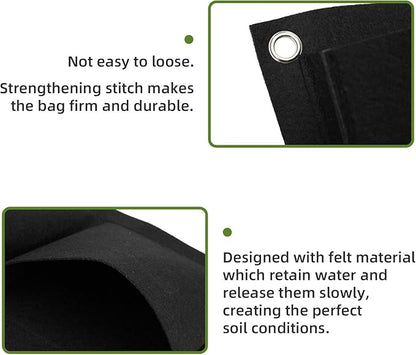 Hanging Planting Grow Bags, 9 Pockets Hanging Vertical Wall Planter Wall Mounted Grow Bag Outdoor Indoor Gardening Vertical Greening Flower Container, Planting Bags Storage Bags(0.5 m × 0.5 m, Black)