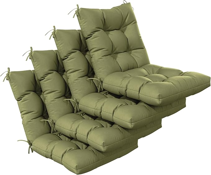 Patio Seat&Back Chair Cushions for Outdoor Furniture，Comfortable Cushions for Rocking/Dining/Lawn Chair-Set of 4