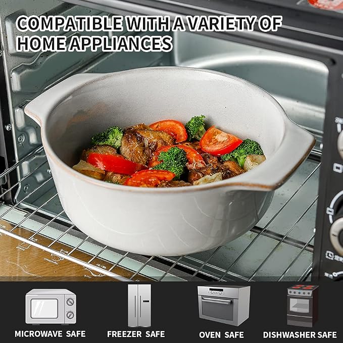 KOOV Ceramic Casserole Dish with Lid Oven Safe, 2 Quart Casserole Dishes, Covered Round Casseroles Dishes Set, 9 inch Baking dish With Lid for Dinner, Deep Casseroles Cookware Set, Reactive Glaze
