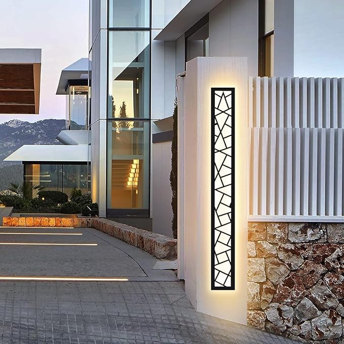 Outdoor Wall Lights 23.6inch Modern Outdoor Wall Sconce LED Long Wall Sconces Black Front Porch Light Waterproof Led Wall Light IP67 3000K Exterior Lighting fixtures