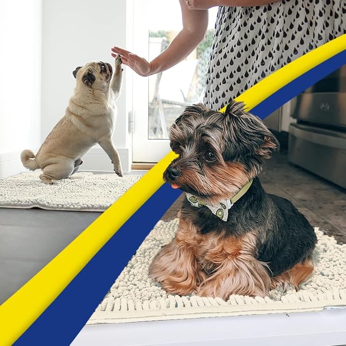 Muddy Mat® | Super Water Absorbent Door Mat Indoor, Microfiber Quick Dry Chenille Entryway Rug, Slip Resistant Front Door Mat, Indoor Mats for Entryway, Machine Washable Pet Rug, Ivory 20" x 30"
