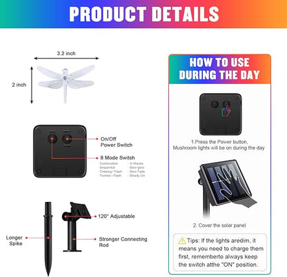 JMEXSUSS Dragonfly Solar String Lights Outdoor, 25.6FT 30 LED Waterproof Solar Fairy Lights, Solar Lights Outdoor for Garden Patio Yard Decorations, Dragonfly