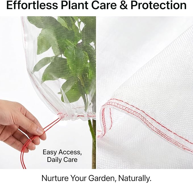 Sukh Bird Netting for Garden Protection - 3 Pack 2.3 x 3.3 FT Blueberry Bush Netting Covers with Drawstring Pest Barrier Plant Net for Fruit Trees, Tomato, Strawberry from Birds, Chicken & Cicadas