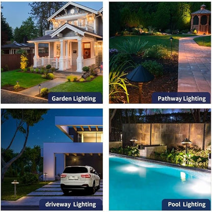 Gardenreet Brass Landscape Lighting Kit (4 Pack LED Path Lights) with 75W Low Voltage Transformer and 100 Feet Cable and 20 Pack Wire Connectors for Outdoor Garden Patio Walkway