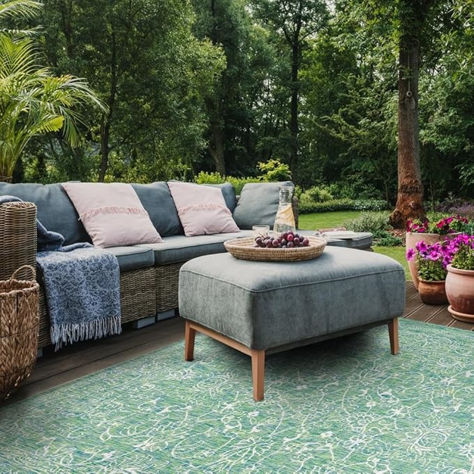 SAFAVIEH Washable Rug Outdoor Courtyard Collection - 2'3" x 12' Runner, Green & Ivory, Non-Shedding & Easy Cleaning, Ideal for Patio, Entryway, Mudroom, Hallway, Kitchen (CY8680-55721)