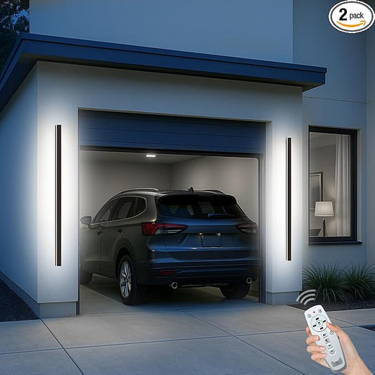 92.5 Inch Outdoor Wall Lights Set of 2, 3000-6000K Linear Modern Wall Sconce IP65 Waterproof, 3CCT Color Selectable Exterior Wall Lights with Remote Outside Wall Light Fixture