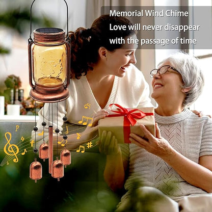 2 Pack Solar Wind Chimes for Outside for Mom Women Grandma,Solar Mason Jar Wind Chime Light Unique Hanging Wind Chimes Outdoor,IP65 Waterproof, Yard Garden Terrace Courtyard