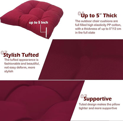 MTMR Outdoor Chair Cushions Set of 2, Water-Repellent 19”X19” Patio Chair Cushions with High Elasticity PP Cotton, No Fading Tufted Patio Furniture Cushions, Thick Seat Cushions for Outdoor Furniture