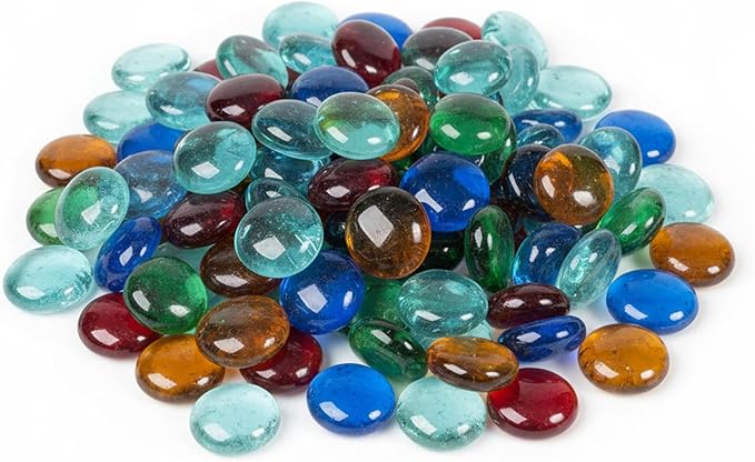 Houseables Glass Beads for Vases, Marbles for Vases, Glass Marbles, Colored Beads, Flat, Colored Gems, Filler, Crafts, Pebbles, Stones, Decorative Rocks, Plants, Florist, Floral, Fishbowl, 5 LB, 500PC