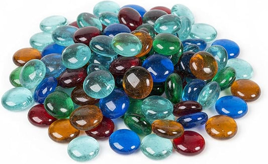Houseables Glass Beads for Vases, Marbles for Vases, Glass Marbles, Colored Beads, Flat, Colored Gems, Filler, Crafts, Pebbles, Stones, Decorative Rocks, Plants, Florist, Floral, Fishbowl, 5 LB, 500PC