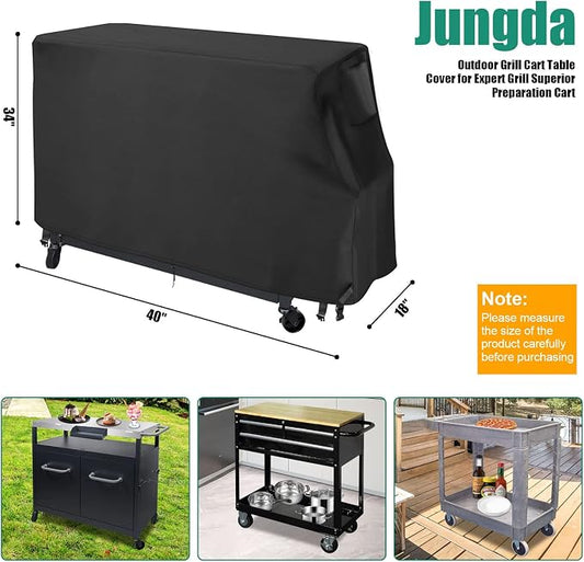Outdoor Prep Cart Cover for Expert Grill Superior Preparation Cart,Waterproof Heavy Duty Patio Table Grill Cart Cover - 40 x 18 x 35 Inch