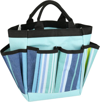 Garden Tool Bag Waterproof Gardening Hand Tool Storage Bag Heavy Duty Oxford Tote Organizer Bag with 8 Pockets, Garden Utensil Handbag for Women Men (Blue)