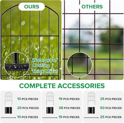 VANCASTLE Decorative Garden Fence Outdoor, 19 Panels Rustproof Metal Landscape Barrier Fence, Total 20ft (L) x 24in (H), Black Ornamental Fence for Yard, Patio, Lawn, Garden Bed, Easy to Install