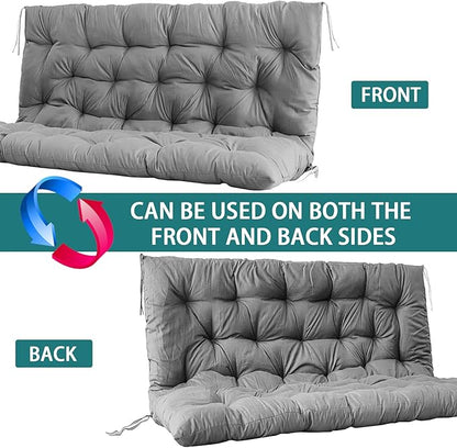Swing Replacement Seat Cushions, 2-3 Seater Bench Cushions for Outdoor Furnitur with Backrest, Garden Recliner Seat Cushions Waterproof Sofa Pads (Light Gray, 71x40in)