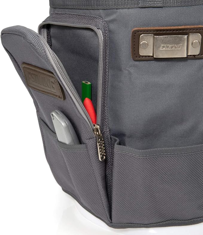 Estwing 28-Compartment 5-gallon Bucket Tool Organizer/Tool Bag, Durable Polyester, Heavy-Duty Steel Hangers, Zippered Pocket, 16 Open-top Pockets, 11 Tool Loops, Buckle Security Strap