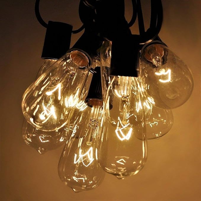 10 Pack Edison Replacement Light Bulbs for Outdoor String Lights, ST40 7W E17 Base Clear Glass Incandescent Bulbs Waterproof for Patio Backyard Bistro Cafe Garden Decorations, Warm White 2200K