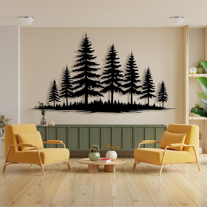 Metal Pine Tree Wall Art - Nature Decor, Christmas Pine Tree, 48"W x 27"H