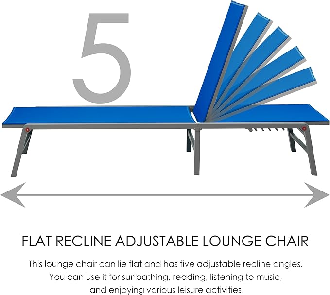 Kozyard Lounge Chair Outdoor Foldable Outdoor Lounge Chair (Blue Textilence W/O Table)