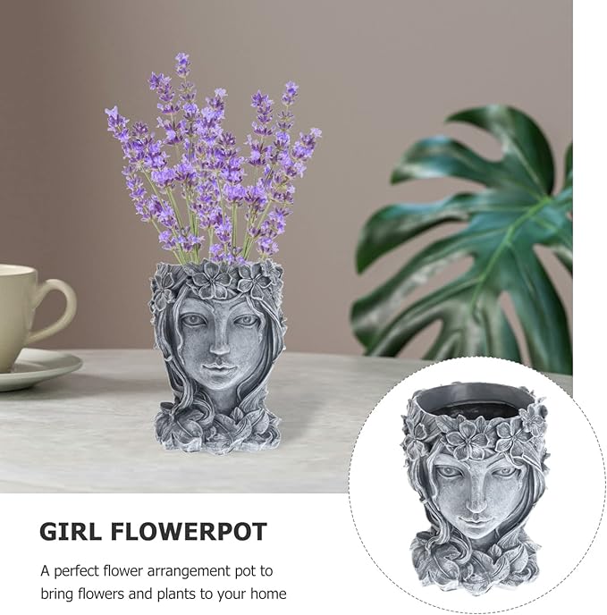 YARNOW Head Face Planter Cute Human Head Face Resin Flowerpot Vase Succulent Cactus Planter for Garden Indoor Outdoor