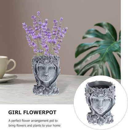 YARNOW Head Face Planter Cute Human Head Face Resin Flowerpot Vase Succulent Cactus Planter for Garden Indoor Outdoor