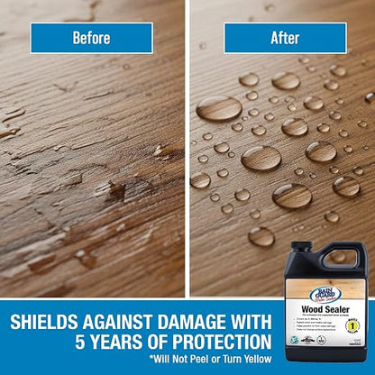Rain Guard Wood Sealer Concentrate SP-8001 | Makes 1 Gallon | Protects Wood from Water Damage, Rotting, and Stains | Water Based Silane/Siloxane | Eco-Friendly | VOC-Free | Natural Finish