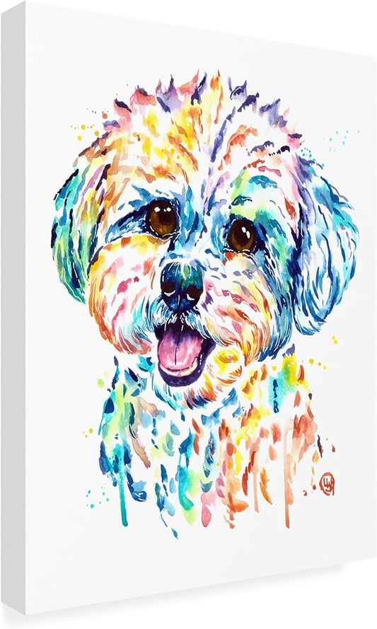 Outdoor Canvas Art - Lisa Whitehouse 'Bichon' Wall Art for Outdoor Spaces, Patios, or Gardens by Trademark Fine Art