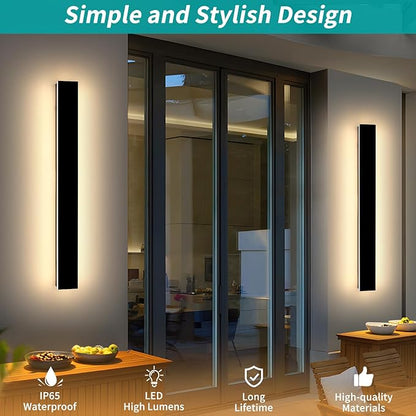 Mikeru 31.4inch Outdoor Wall Light Fixtures, 3000k Exterior Wall Sconces, Acrylic Invisible Exterior Wall Light for Porch Modern Outdoor Wall Mount Lighting for House Porch Patio Garage