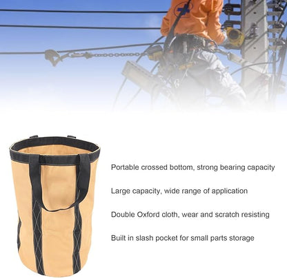 Luqeeg Tool Bucket Bag, Heavy Duty Tool Organizer, Portable Electrician Storage Organizer, 30kg Capacity Oxford Fabric 50 X 30cm for Garden Construction Carpenter Electrician