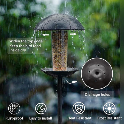 Goodeco Bird Feeder with Pole Standing - Metal Outdoor Bird Feeder for Wild Birds, Perfect for Yard Lawn Garden & Patio Decorations, Ideal Gifts for Mom Dad Grandparents (Black)