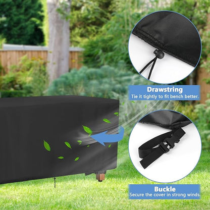 Outdoor Bench Cover, 48inch Waterproof Backless Bench Cover Rectangle for Patio Teak Bench Farmhouse, Black-48"L x 20"W x 18"H