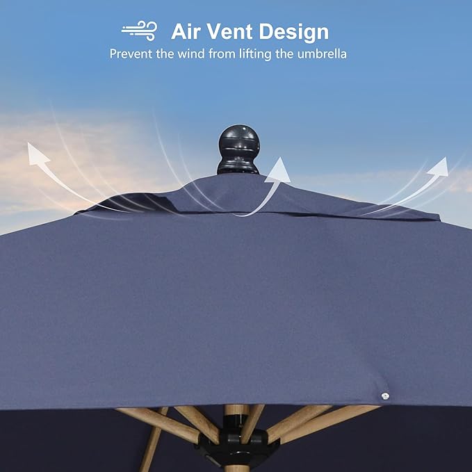 PURPLE LEAF 10' x 10' Square Patio Umbrella Outdoor Table Umbrella Aluminum Market Umbrella with 8 Sturdy Ribs & Crank Outdoor Umbrellas for Garden Deck Patio, Navy Blue