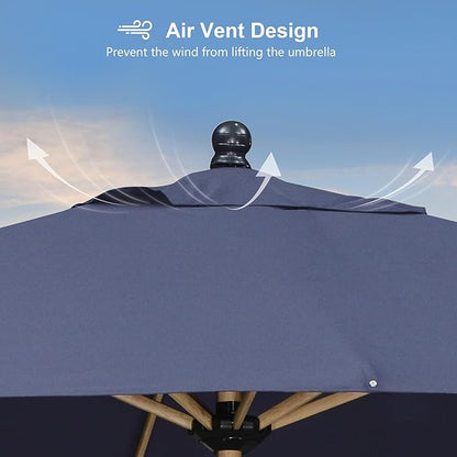 PURPLE LEAF 10' x 10' Square Patio Umbrella Outdoor Table Umbrella Aluminum Market Umbrella with 8 Sturdy Ribs & Crank Outdoor Umbrellas for Garden Deck Patio, Navy Blue