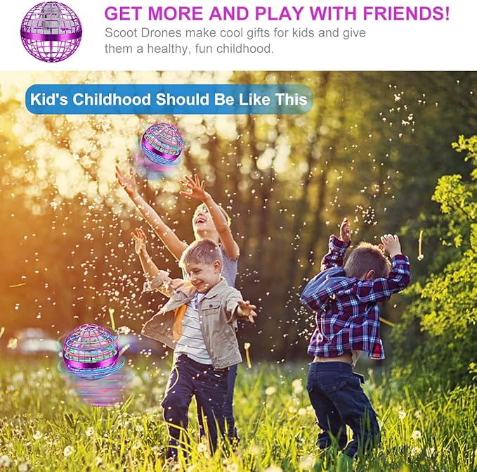 2026 Flying Orb Ball Toy, Hover Ball Fly Fidget Spinner, Cool Toys Gifts for 6 7 8 9 10 11 12+ Years Old boy Girls Teens, Hand Mini Drone Cosmic Globe, Indoor Outdoor Toys Purple