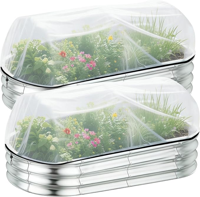 Garden Netting for Raised Beds, Fine Mesh Bird Netting Pest Barrier, 2 Pack Raised Bed Plant Covers for Garden Protection Against Animals & Insects for Vegetables, Fruits, Flowers (2, 4.3×2.6×1.8FT)