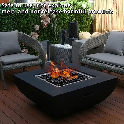 DomeStar 10LB Black Fire Pit Glass, Reflective Round Glass Rocks for Natural Propane Fire Pit Landscaping