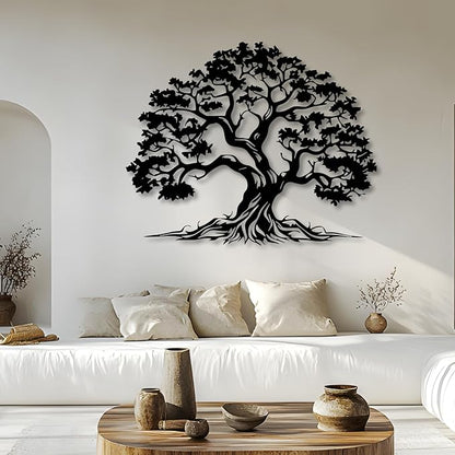 Bisamu Metal Tree Wall Art, Large Tree of Life Decor,Graceful,Black Metal Wall Art,Nature,Life Growth,Outdoor Decoration (35" x 29" | 90 x 73 cm)