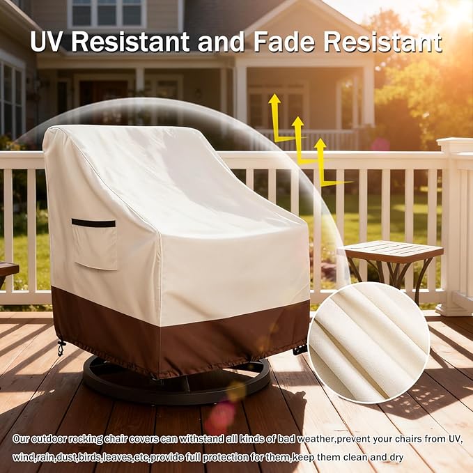 Waterproof 2 Pack Outdoor Swivel Chair Cover for Patio Chair Size Up to 40" W x 40" D x 36" H inch,Outdoor Lawn Patio Furniture Covers (Beige)