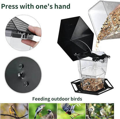 Jealoeur Bird Feeders for Outdoors Hanging Bird Feeder Wild Birds Seed, Black