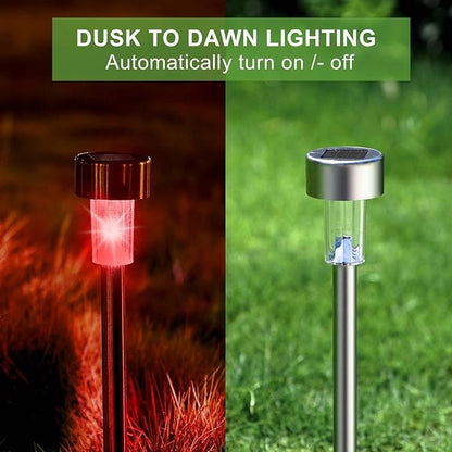 Dream Master Solar Lights Outdoor Waterproof, Stainless Steel LED Landscape Lighting, Solar Garden Lights, Outdoor Decorations for Yard, Pathway, Walkway, Patio, Lawn - 12 Pack (Multicolor)