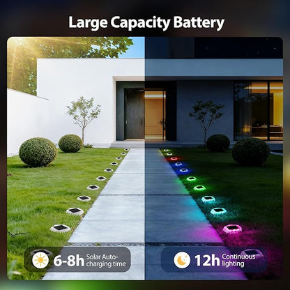 Onforu Solar Driveway Lights,12 Pack Deck Light Outdoor,2 Modes RGB Colors LED Deck Dock Light Solar Powered,IP65 Step Lights for Driveway Sidewalk Garden Pathway Yard