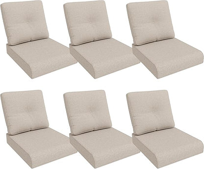 Outdoor Chair Cushions Set for Patio Furniture, 22x25/22x24 Inch, Waterproof & Fade Resistant Patio Chair Cushions, Thick Patio Furniture Cushion for Chair, Sofa, and Couch (Beige, 6 Set)