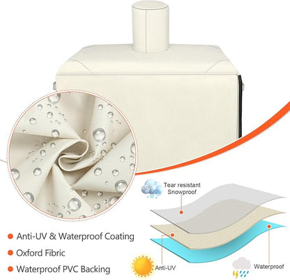 QuliMetal Vertical Smoker Cover for Pit Boss 4/5/7 Series Vertical Smokers, PBV4PS1, PBV5PW1, PBV4PS2, PBV5P1, 600D Waterproof Fade Resistant Grill Cover with Zipper Design for Pitboss 73550, Beige